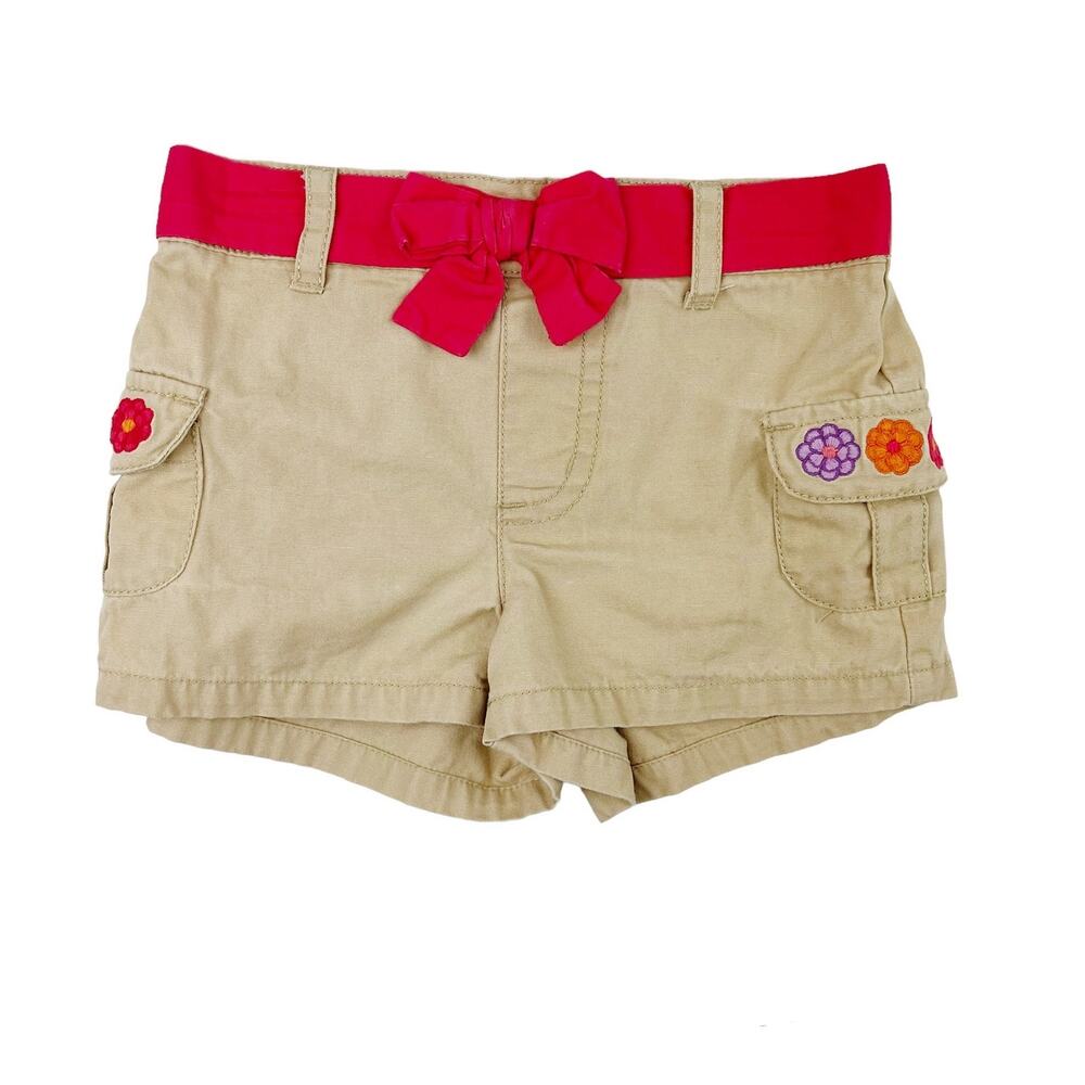 Gymboree Khaki Floral Cargo Shorts Pretty Posies Size 12-18 Months